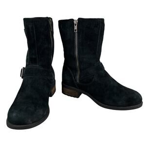 UGG Chaney Boots 6 Black Suede Buckle Moto 1006042